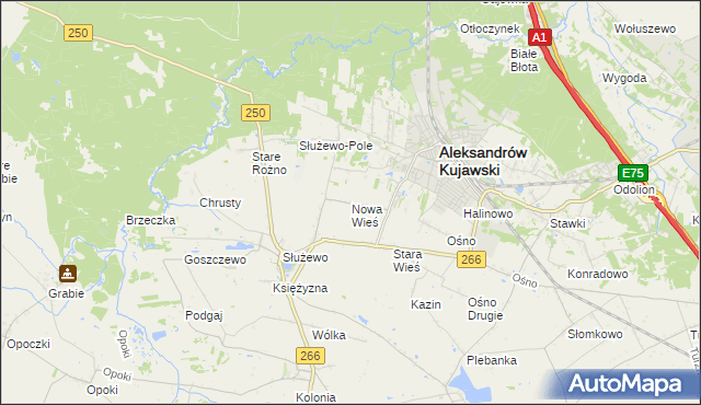 mapa Nowa Wieś gmina Aleksandrów Kujawski, Nowa Wieś gmina Aleksandrów Kujawski na mapie Targeo