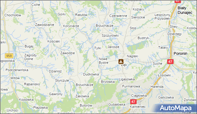 mapa Nowe Bystre, Nowe Bystre na mapie Targeo