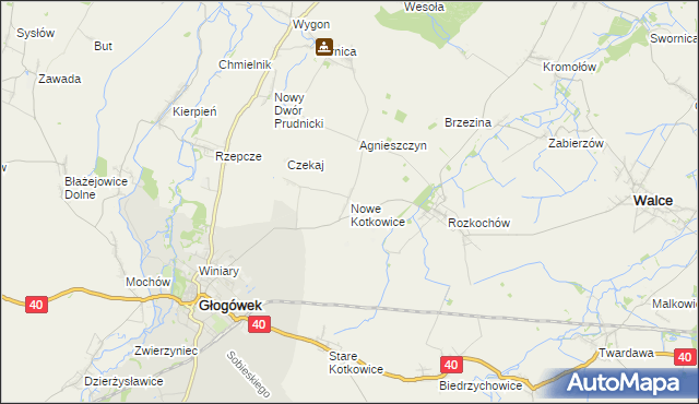 mapa Nowe Kotkowice, Nowe Kotkowice na mapie Targeo