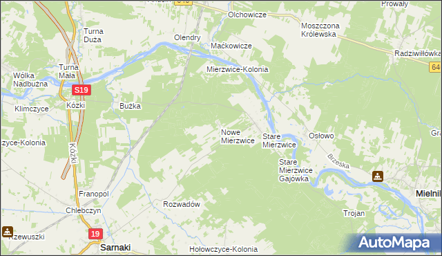 mapa Nowe Mierzwice, Nowe Mierzwice na mapie Targeo