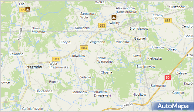 mapa Nowe Wągrodno, Nowe Wągrodno na mapie Targeo