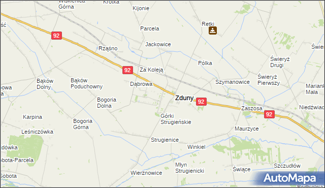 mapa Nowe Zduny, Nowe Zduny na mapie Targeo