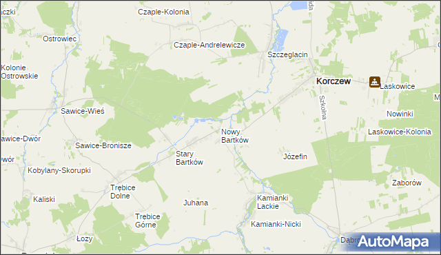 mapa Nowy Bartków, Nowy Bartków na mapie Targeo