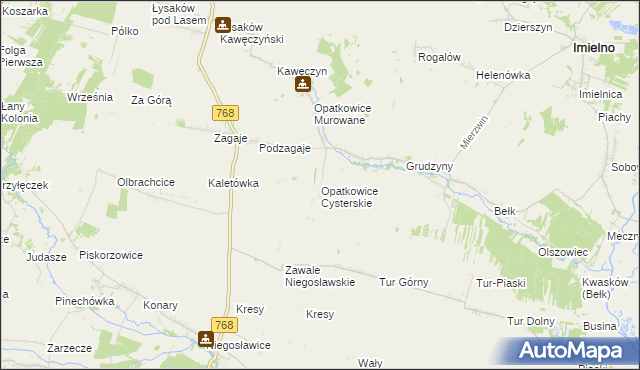 mapa Opatkowice Cysterskie, Opatkowice Cysterskie na mapie Targeo