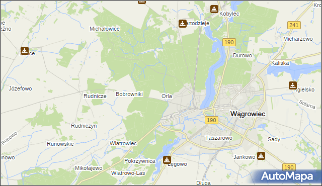 mapa Orla gmina Wągrowiec, Orla gmina Wągrowiec na mapie Targeo