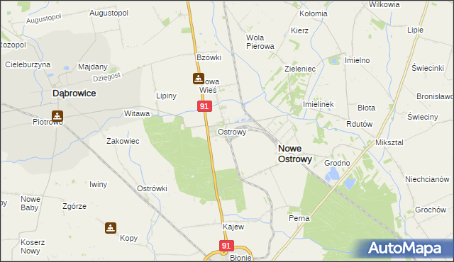 mapa Ostrowy-Cukrownia, Ostrowy-Cukrownia na mapie Targeo