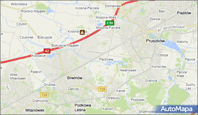 mapa Parzniew, Parzniew na mapie Targeo