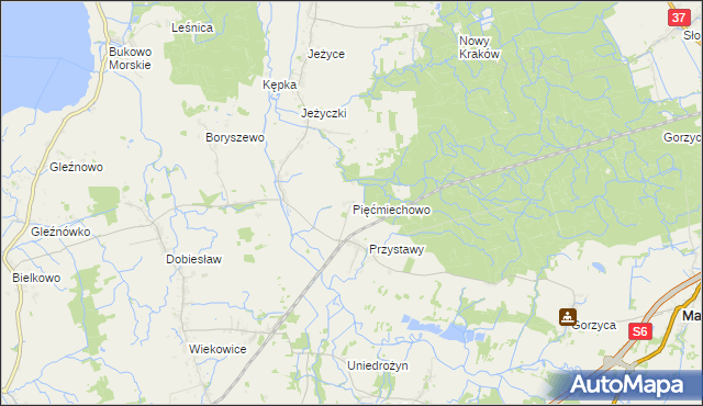 mapa Pięćmiechowo, Pięćmiechowo na mapie Targeo