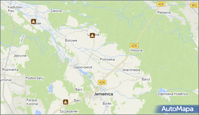 mapa Piotrówka gmina Jemielnica, Piotrówka gmina Jemielnica na mapie Targeo