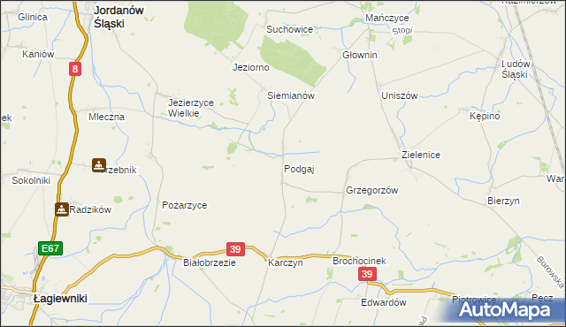 mapa Podgaj gmina Kondratowice, Podgaj gmina Kondratowice na mapie Targeo