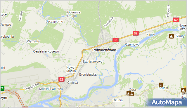 mapa Pomiechowo, Pomiechowo na mapie Targeo