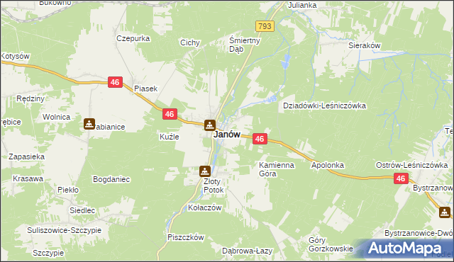 mapa Ponik gmina Janów, Ponik gmina Janów na mapie Targeo