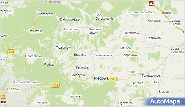 mapa Postaszowice, Postaszowice na mapie Targeo