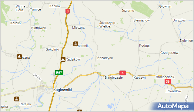 mapa Pożarzyce, Pożarzyce na mapie Targeo