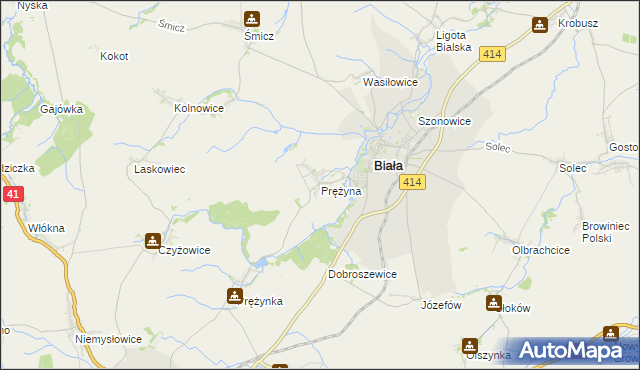 mapa Prężyna, Prężyna na mapie Targeo