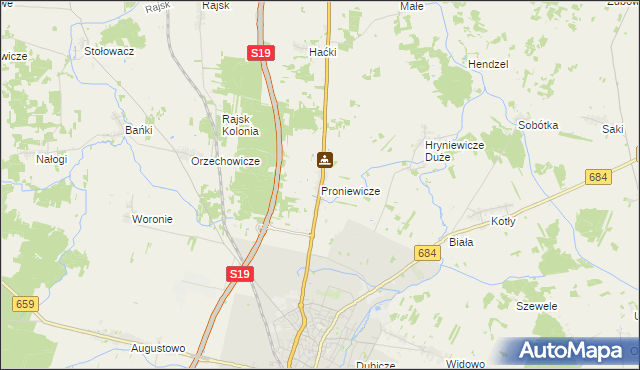 mapa Proniewicze, Proniewicze na mapie Targeo