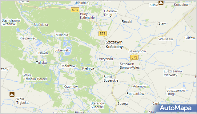 mapa Przychód gmina Szczawin Kościelny, Przychód gmina Szczawin Kościelny na mapie Targeo