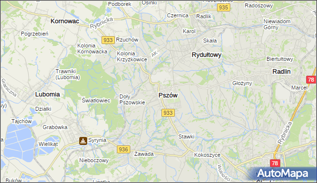 mapa Pszów, Pszów na mapie Targeo