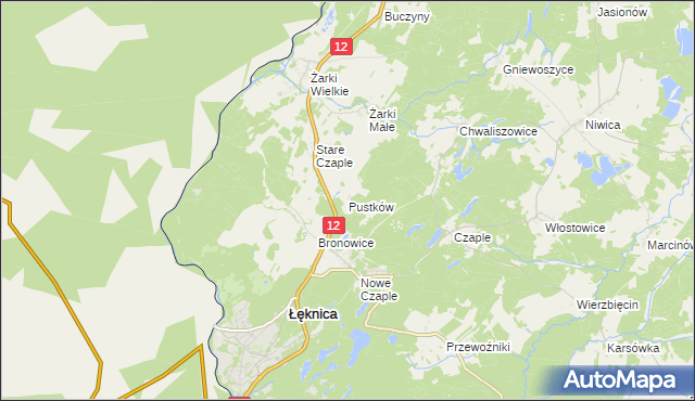 mapa Pustków gmina Trzebiel, Pustków gmina Trzebiel na mapie Targeo