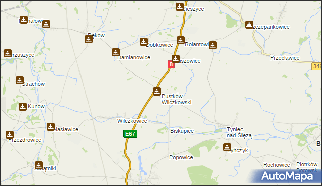 mapa Pustków Wilczkowski, Pustków Wilczkowski na mapie Targeo