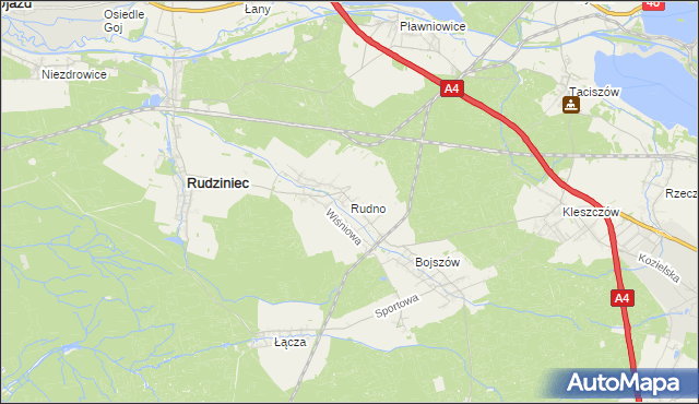 mapa Rudno gmina Rudziniec, Rudno gmina Rudziniec na mapie Targeo