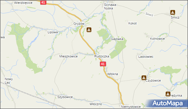 mapa Rudziczka gmina Prudnik, Rudziczka gmina Prudnik na mapie Targeo