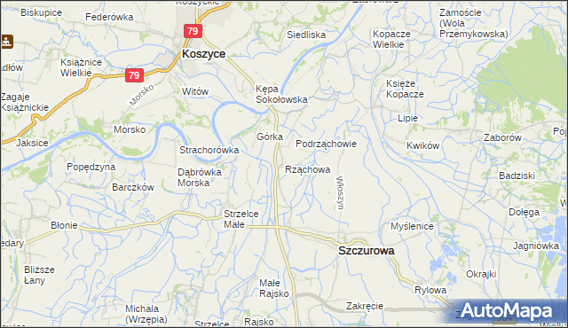 mapa Rząchowa, Rząchowa na mapie Targeo