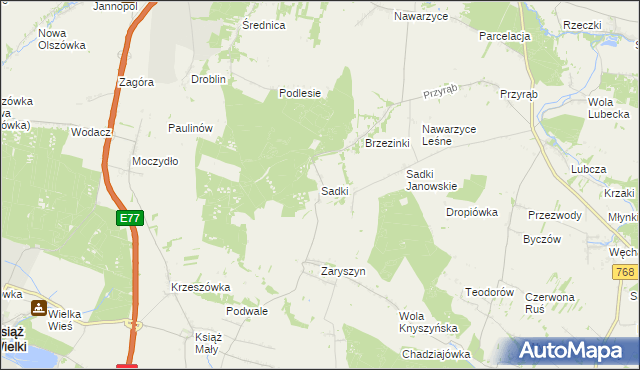 mapa Sadki gmina Wodzisław, Sadki gmina Wodzisław na mapie Targeo