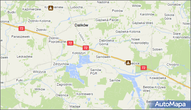 mapa Sarnówek gmina Dalików, Sarnówek gmina Dalików na mapie Targeo