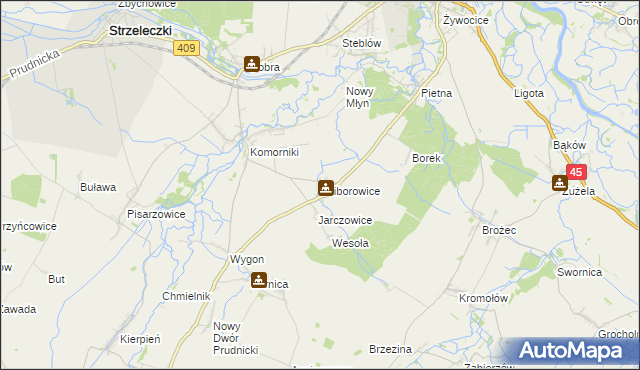 mapa Ściborowice, Ściborowice na mapie Targeo