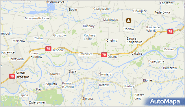 mapa Sierosławice gmina Nowe Brzesko, Sierosławice gmina Nowe Brzesko na mapie Targeo