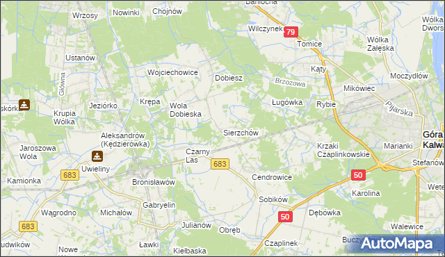 mapa Sierzchów gmina Góra Kalwaria, Sierzchów gmina Góra Kalwaria na mapie Targeo