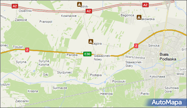 mapa Sławacinek Nowy, Sławacinek Nowy na mapie Targeo