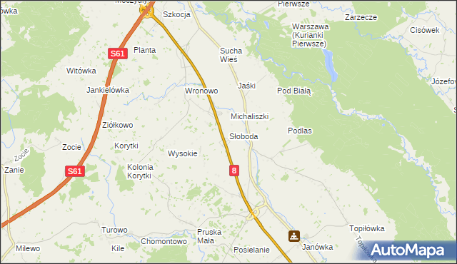 mapa Słoboda gmina Raczki, Słoboda gmina Raczki na mapie Targeo