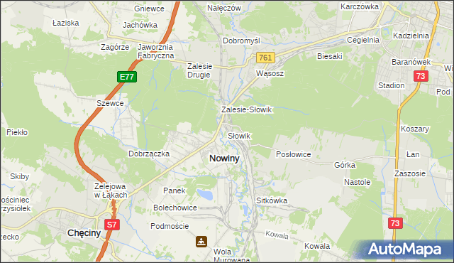 mapa Słowik gmina Sitkówka-Nowiny, Słowik gmina Sitkówka-Nowiny na mapie Targeo