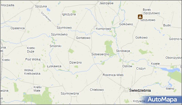 mapa Sobiesierzno, Sobiesierzno na mapie Targeo