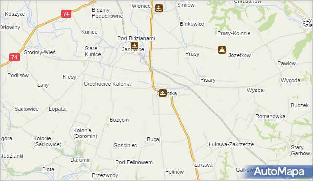 mapa Sobótka gmina Ożarów, Sobótka gmina Ożarów na mapie Targeo