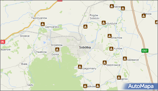 mapa Sobótka powiat wrocławski, Sobótka powiat wrocławski na mapie Targeo