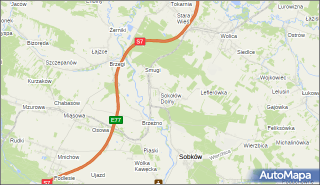 mapa Sokołów Dolny, Sokołów Dolny na mapie Targeo