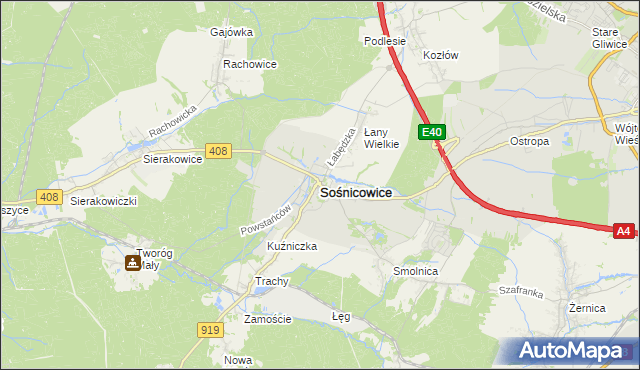 mapa Sośnicowice, Sośnicowice na mapie Targeo