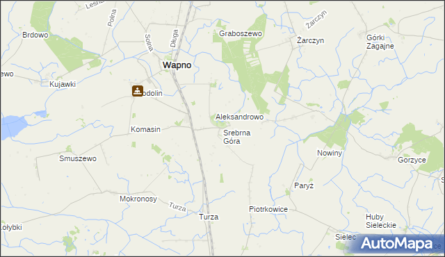 mapa Srebrna Góra gmina Wapno, Srebrna Góra gmina Wapno na mapie Targeo