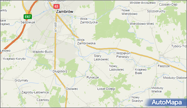 mapa Stary Laskowiec, Stary Laskowiec na mapie Targeo