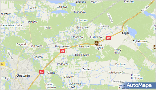 mapa Stefanów gmina Gostynin, Stefanów gmina Gostynin na mapie Targeo