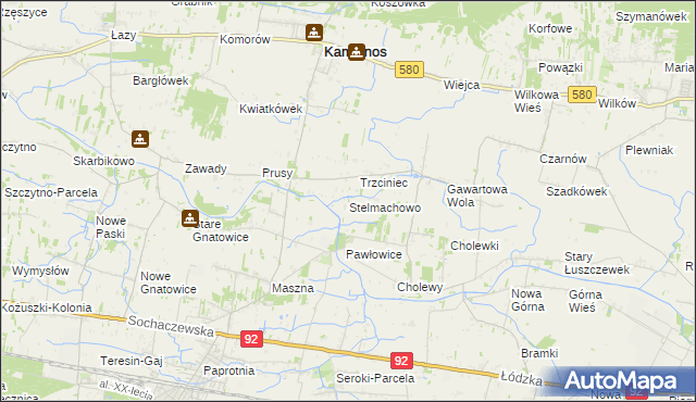mapa Stelmachowo gmina Leszno, Stelmachowo gmina Leszno na mapie Targeo