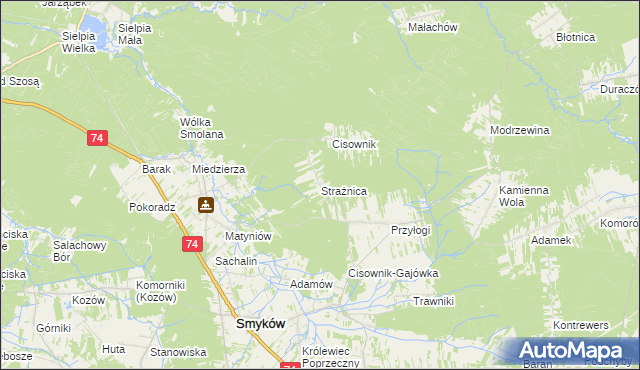 mapa Strażnica gmina Smyków, Strażnica gmina Smyków na mapie Targeo