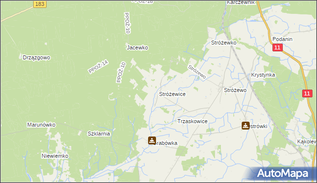 mapa Stróżewice, Stróżewice na mapie Targeo