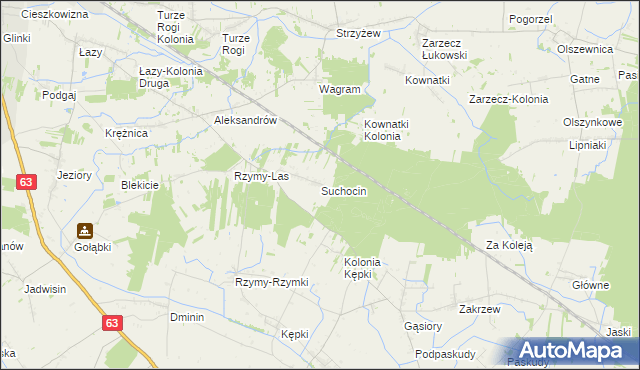 mapa Suchocin gmina Łuków, Suchocin gmina Łuków na mapie Targeo