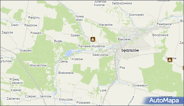 mapa Swaryszów, Swaryszów na mapie Targeo