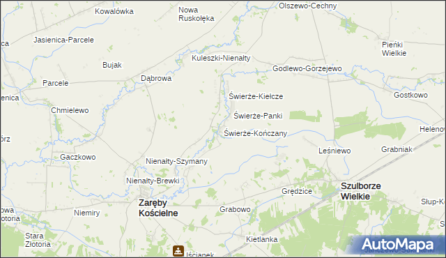 mapa Świerże-Kończany, Świerże-Kończany na mapie Targeo