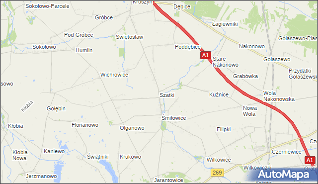 mapa Szatki gmina Choceń, Szatki gmina Choceń na mapie Targeo